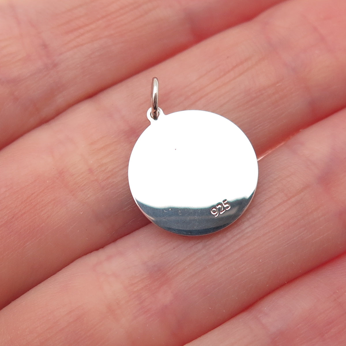 925 Sterling Silver Blue Enamel Male Symbol Round Tag Mini Charm Pendant