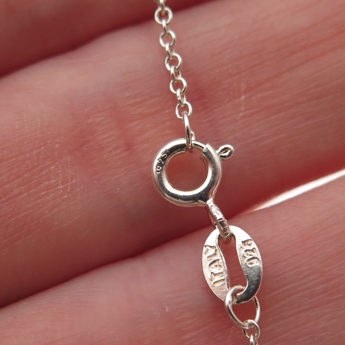 HN Heng Ngai 925 Sterling Silver Real Diamond Heart Cable Chain Necklace 18"