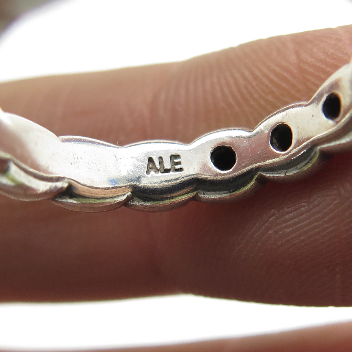 PANDORA 925 Sterling Silver Real Black Spinel Ring Size 7.25