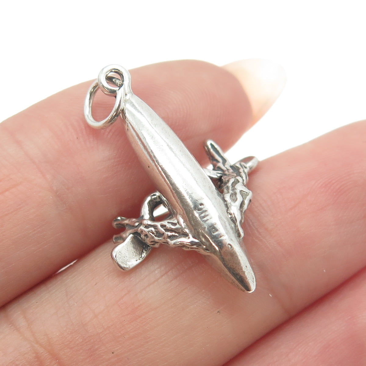 SUN WEST 925 Sterling Silver Vintage Kayak Rafting 3D Pendant