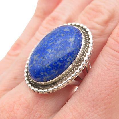 Running Bear Old Pawn 925 Sterling Silver Vintage Southwestern Lapis Ring Size 7