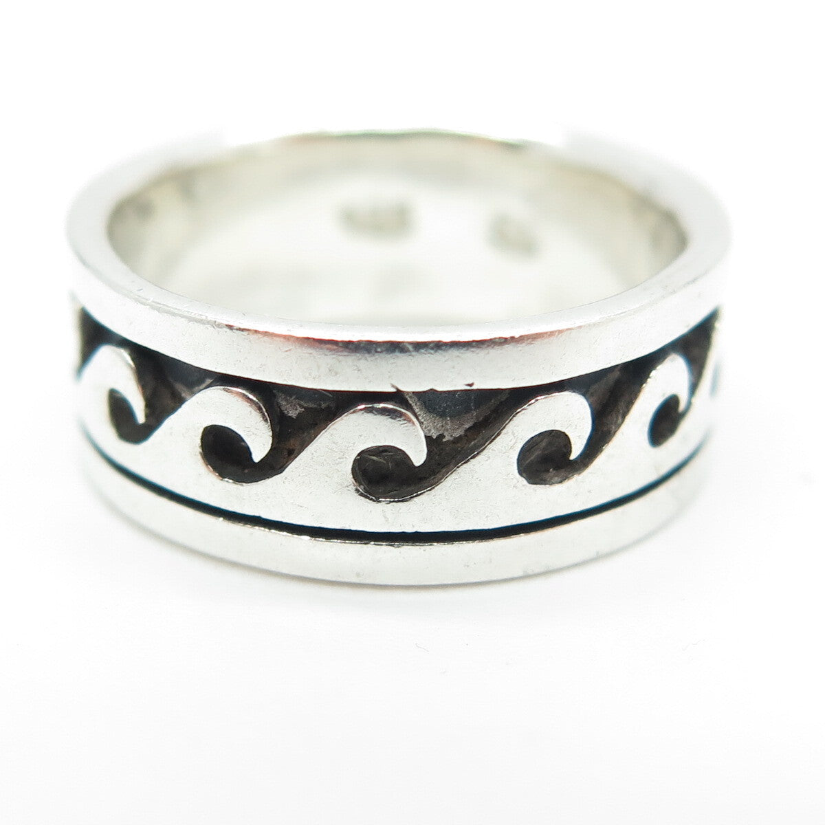 925 Sterling Silver Vintage Celtic Wave All Around Band Ring Size 6