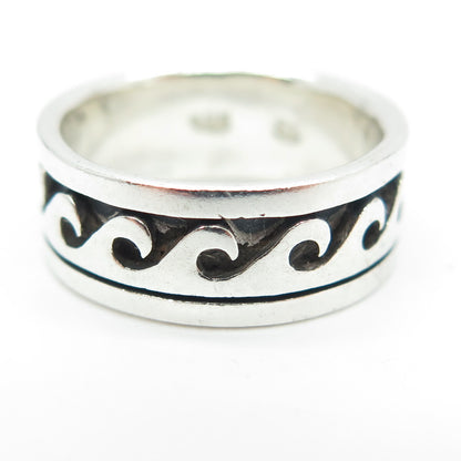 925 Sterling Silver Vintage Celtic Wave All Around Band Ring Size 6