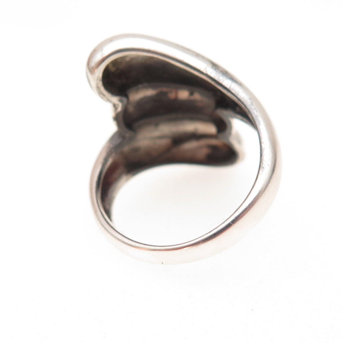 925 Sterling Silver Vintage Modernist Oxidized Ring Size 7.5