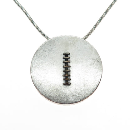 Lorelei Hamm 925 Sterling 14K Gold Spiral Vintage Modernist Disc Necklace 36"