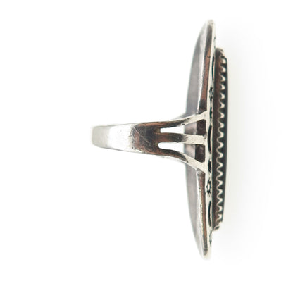 925 Sterling Silver Vintage Southwestern Real Black Onyx Moon & Sun Ring Size 7