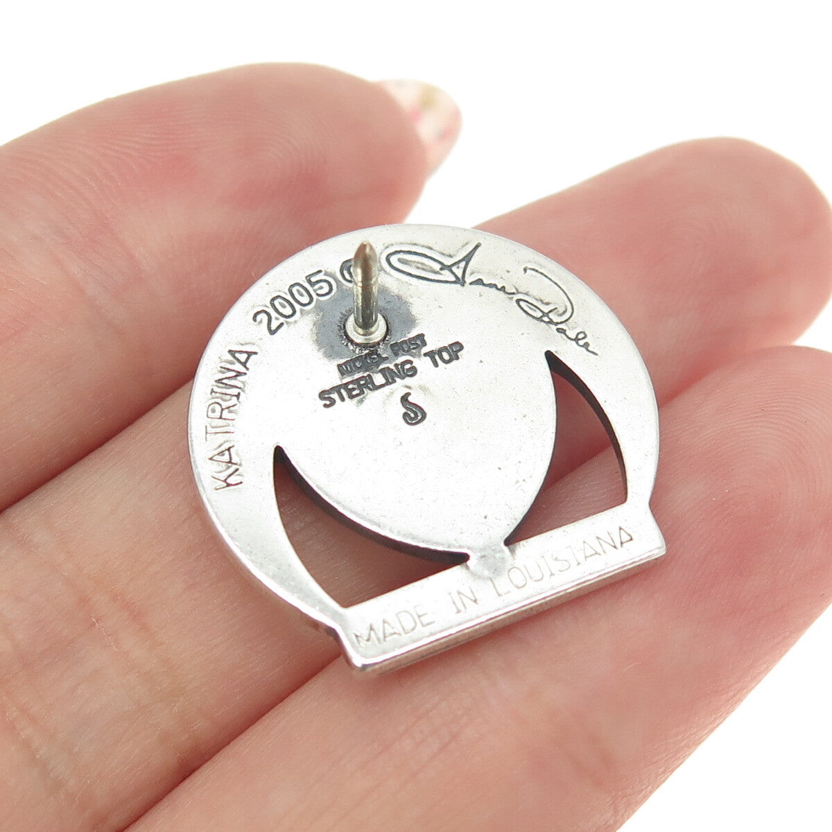 ANNE DALE 925 Sterling Silver 2005 New Orleans Katrina Memorial Tie Tack