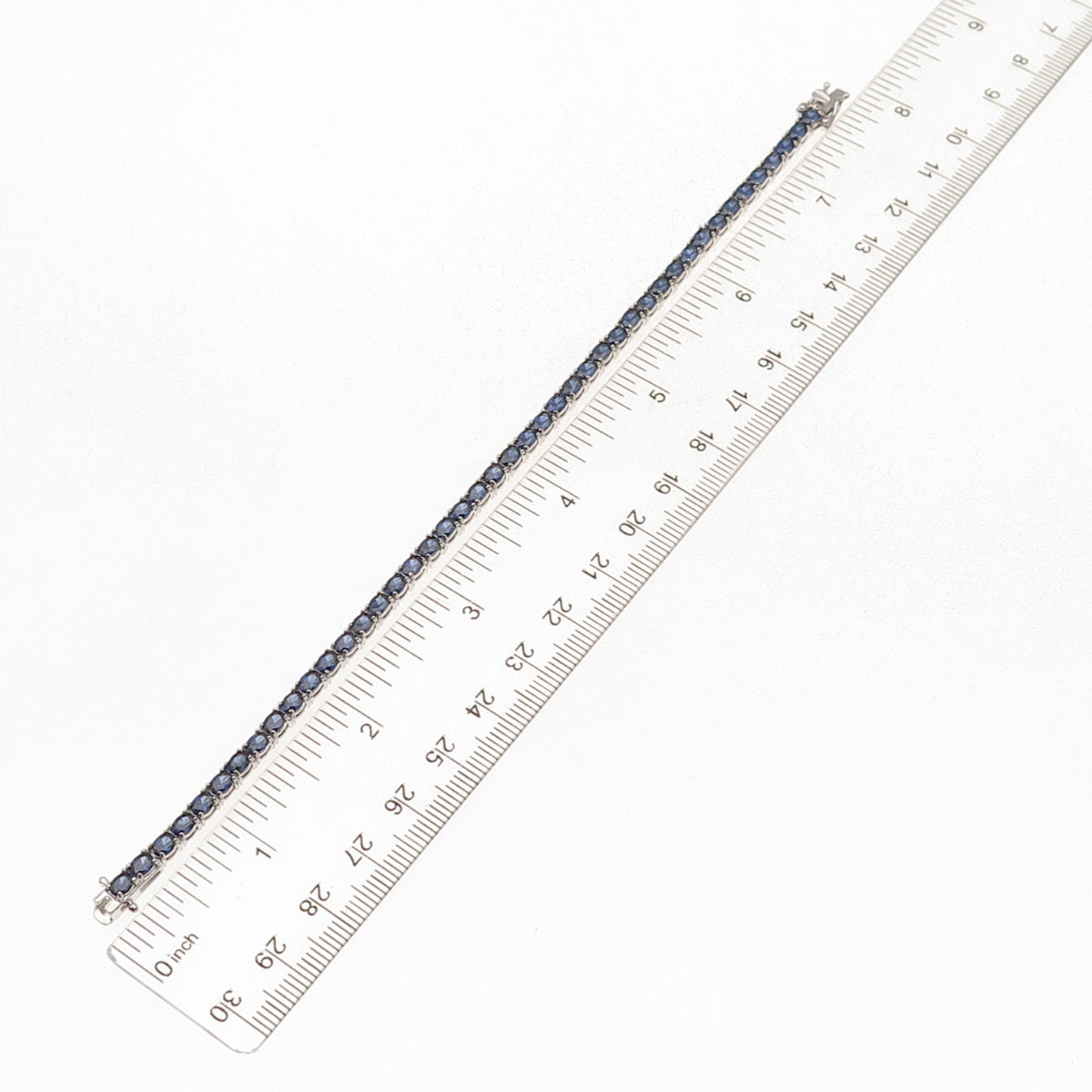 925 Sterling Silver Oval-Cut Lab-Created Sapphire Bracelet 7.5"
