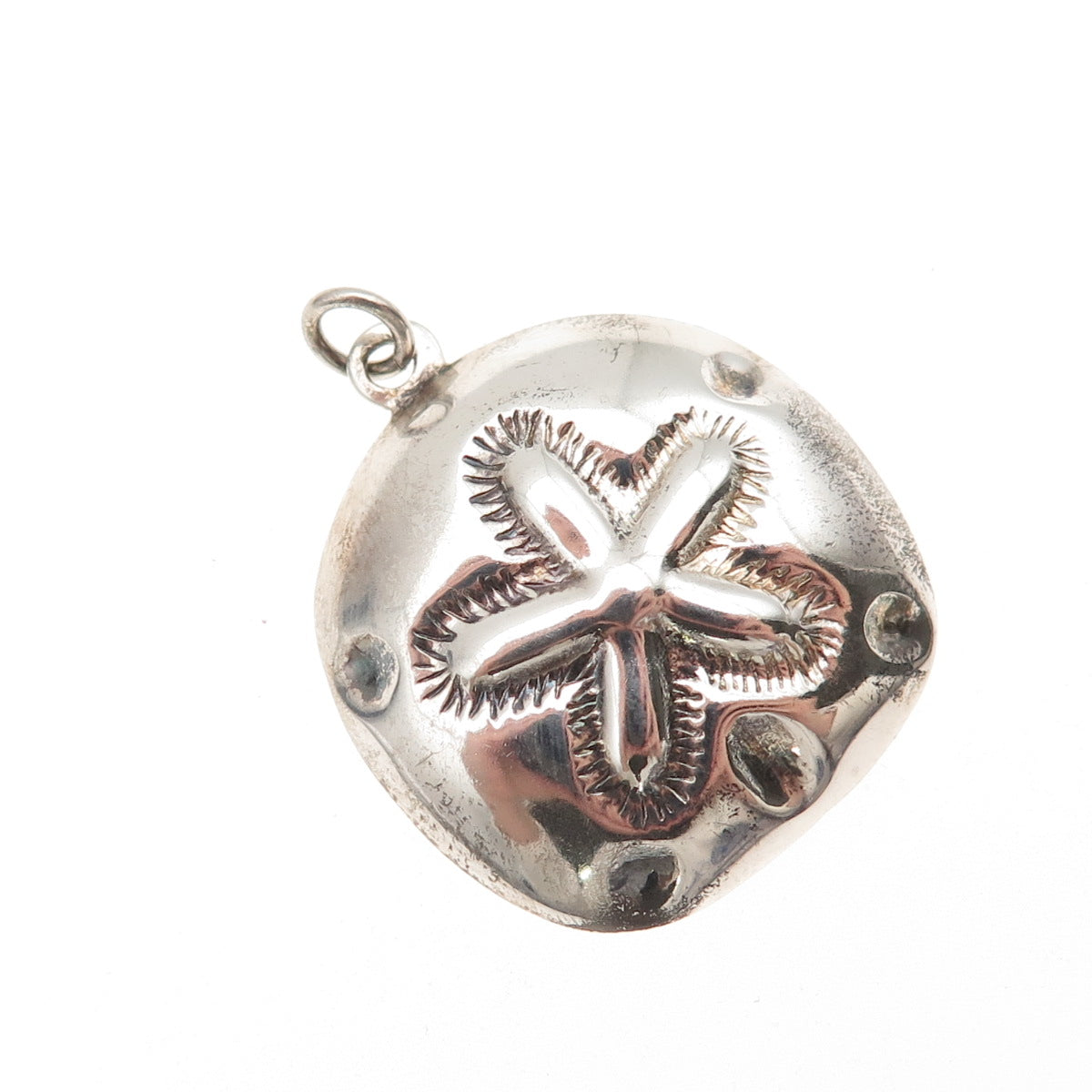 SX Sally C 925 Sterling Silver Vintage Sand Dollar Charm Pendant
