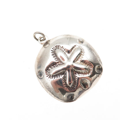 SX Sally C 925 Sterling Silver Vintage Sand Dollar Charm Pendant