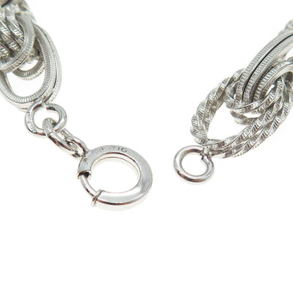 925 Sterling Silver Antique Art Deco Twisted Oval Link Bracelet 7"