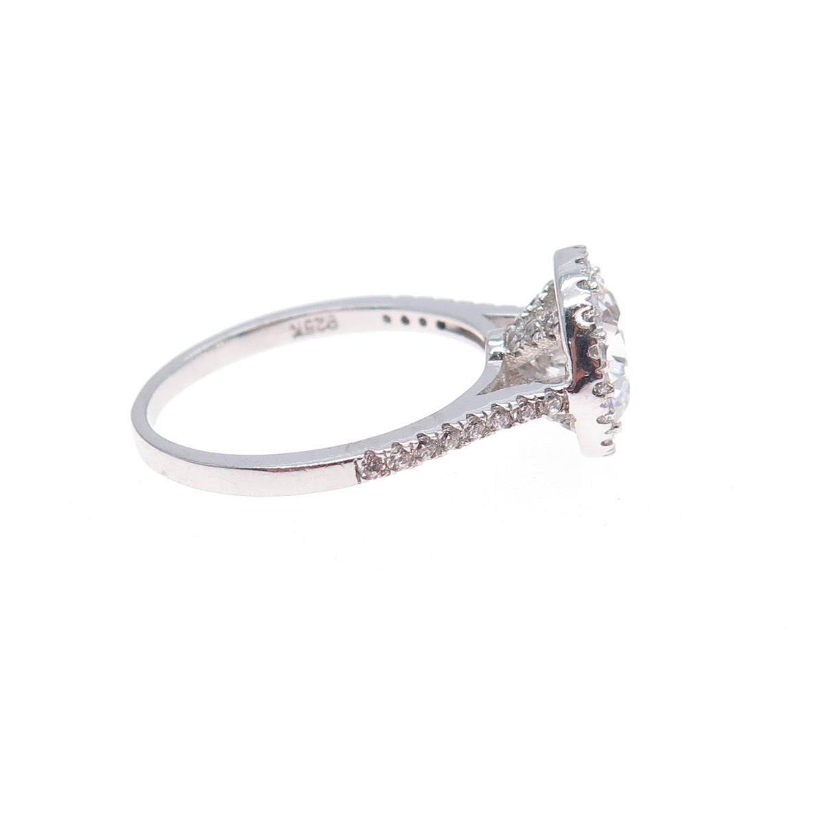 925 Sterling Silver Round-Cut C Z Engagement Ring Size 7