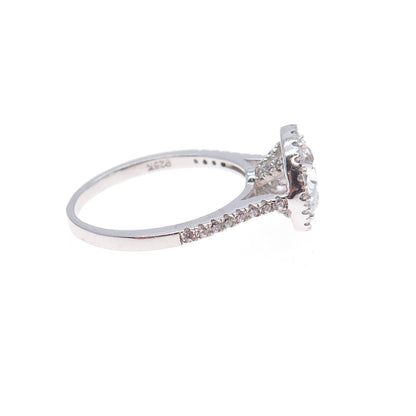 925 Sterling Silver Round-Cut C Z Engagement Ring Size 7