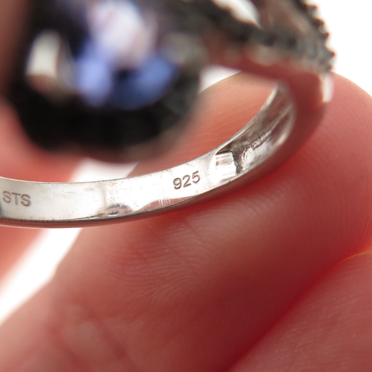 Chuck Clemency 925 Sterling Silver Real Tanzanite & Black Spinel Ring Size 8
