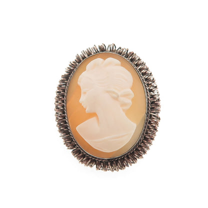 CAMEXCO & CO. 800 Silver Antique Real Carved MOP Cameo Pin Brooch / Pendant