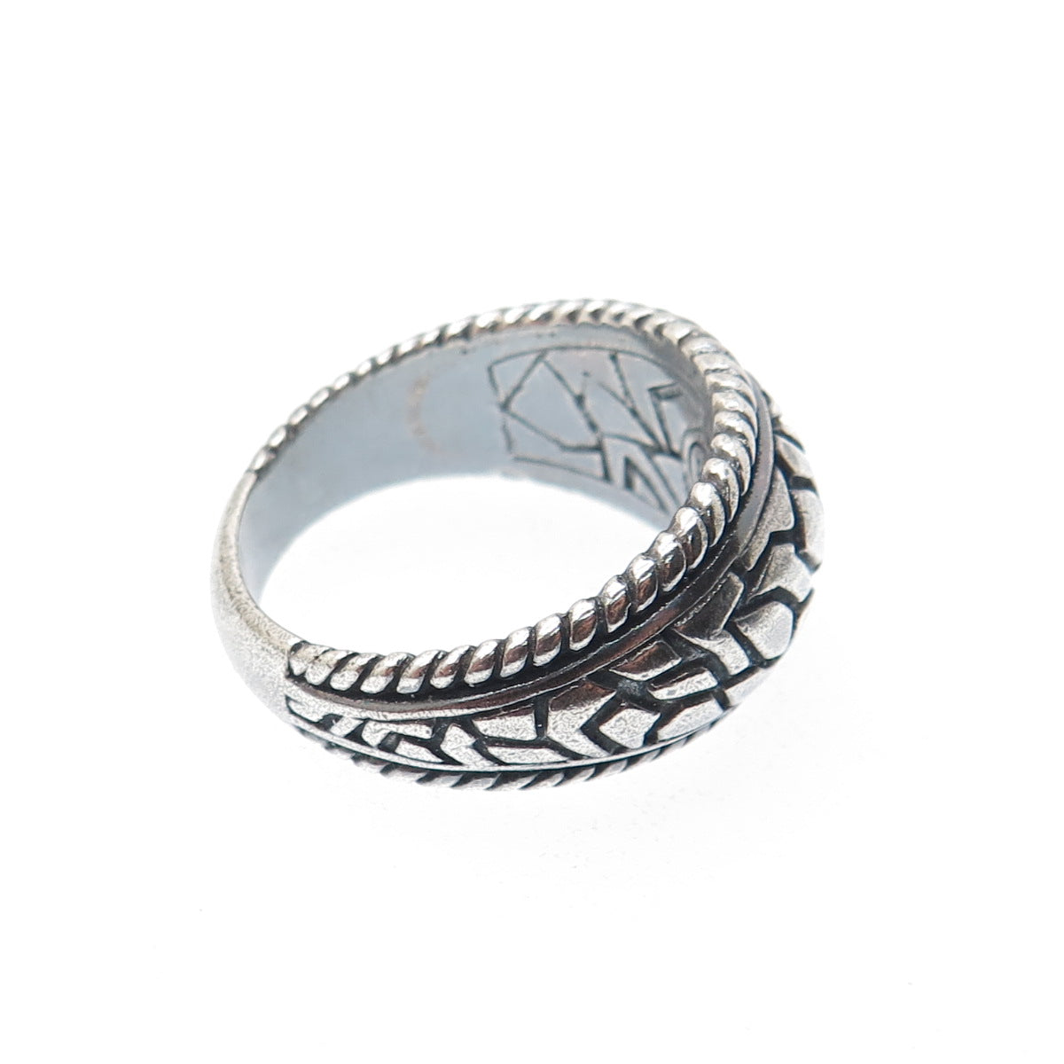 925 Sterling Silver Vintage BD Artisan Modernist Desert Oxidized Ring Size 11.5