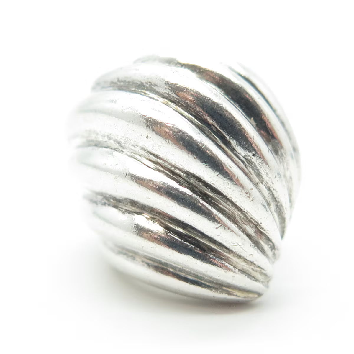 925 Sterling Silver Vintage Wavy Ribbed Modernist Ring Size 5