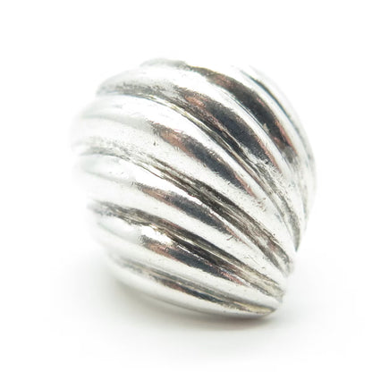 925 Sterling Silver Vintage Wavy Ribbed Modernist Ring Size 5