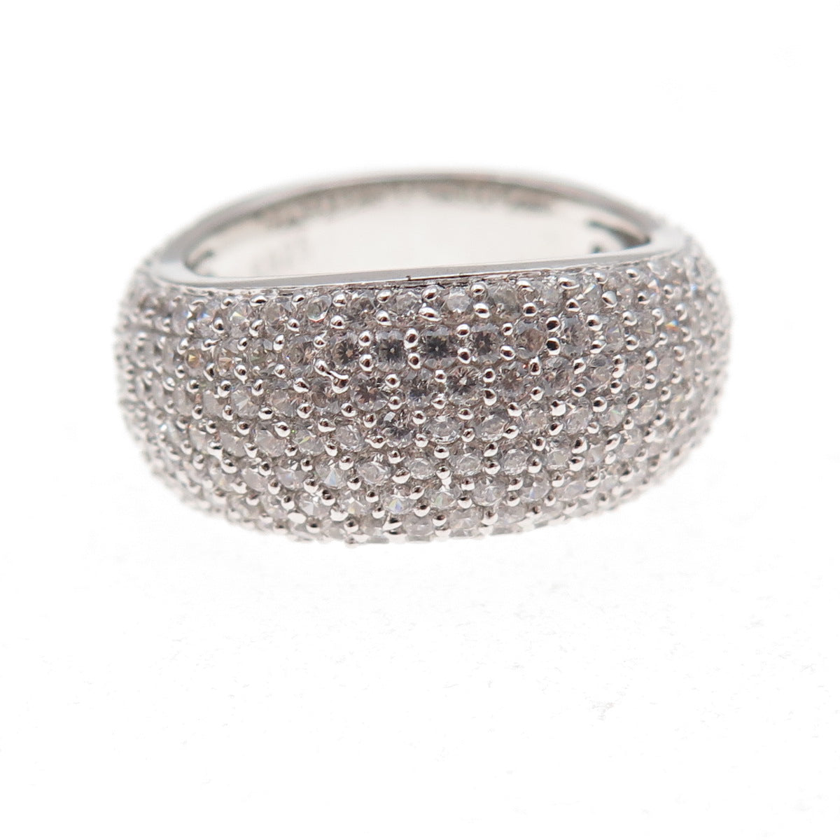925 Sterling Silver Round-Cut C Z Wavy Ring Size 6.25