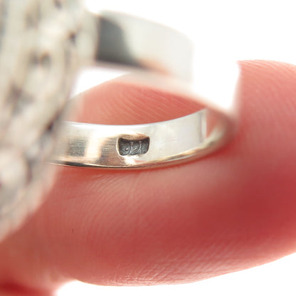 925 Sterling Silver Vintage Real Cabochon Rutilated Quartz Swirl Ring Size 6.25