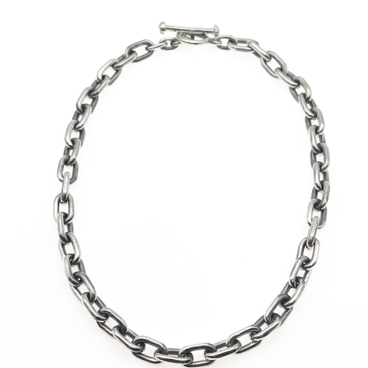 Fine Art 925 Sterling Silver Vintage Oxidized Cable Chain Necklace 16"