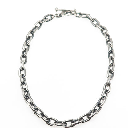 Fine Art 925 Sterling Silver Vintage Oxidized Cable Chain Necklace 16"