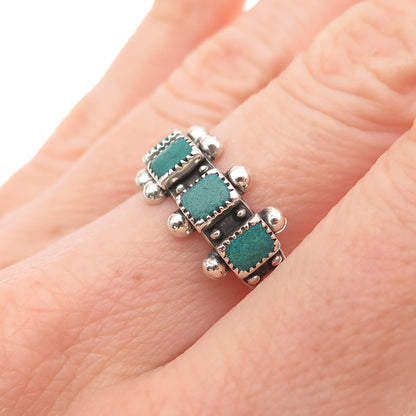 Old Pawn Sterling Silver Vintage Southwestern Turquoise Tribal Ring Size 7.75