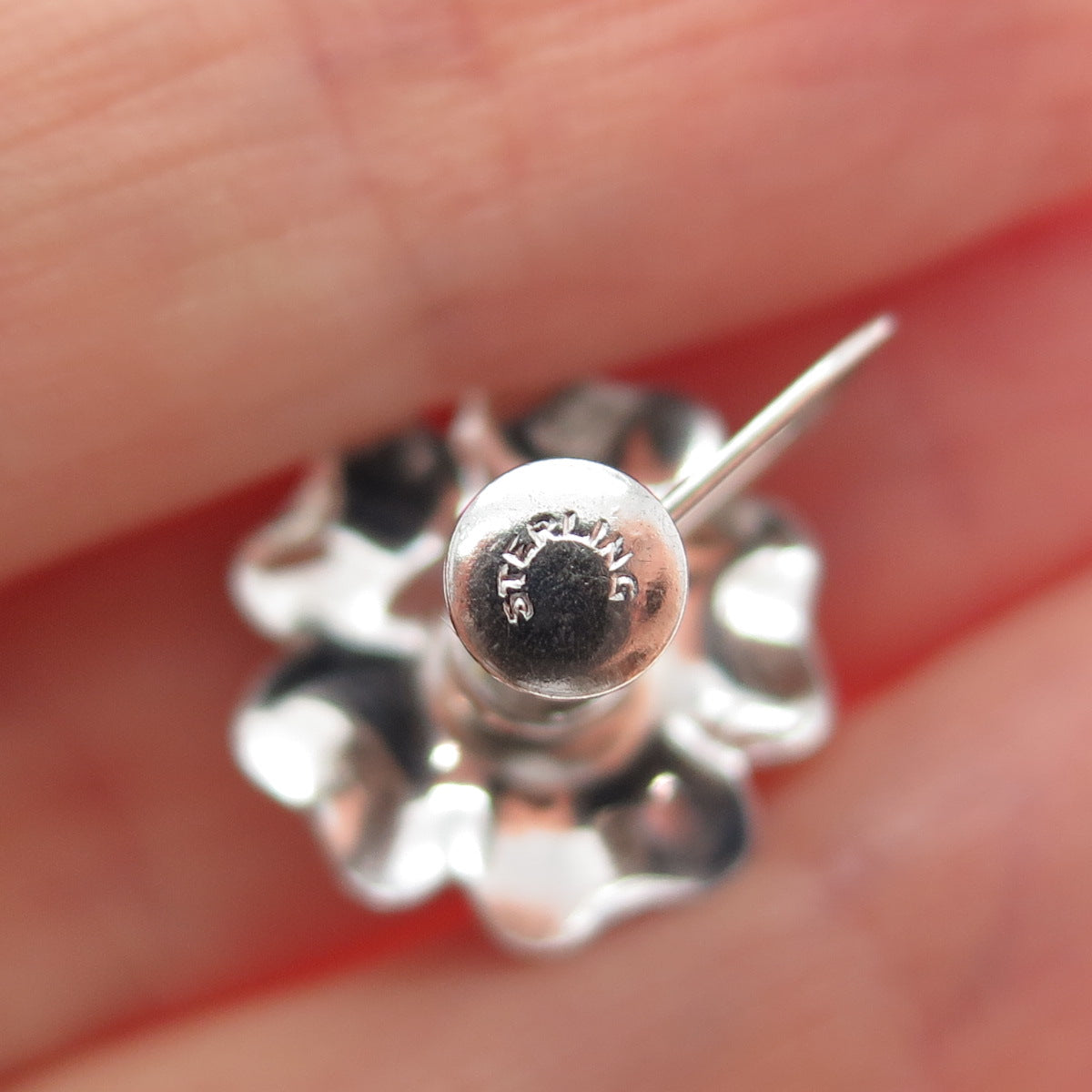 925 Sterling Silver Antique Art Deco Flower Blossom Screw Back Earrings