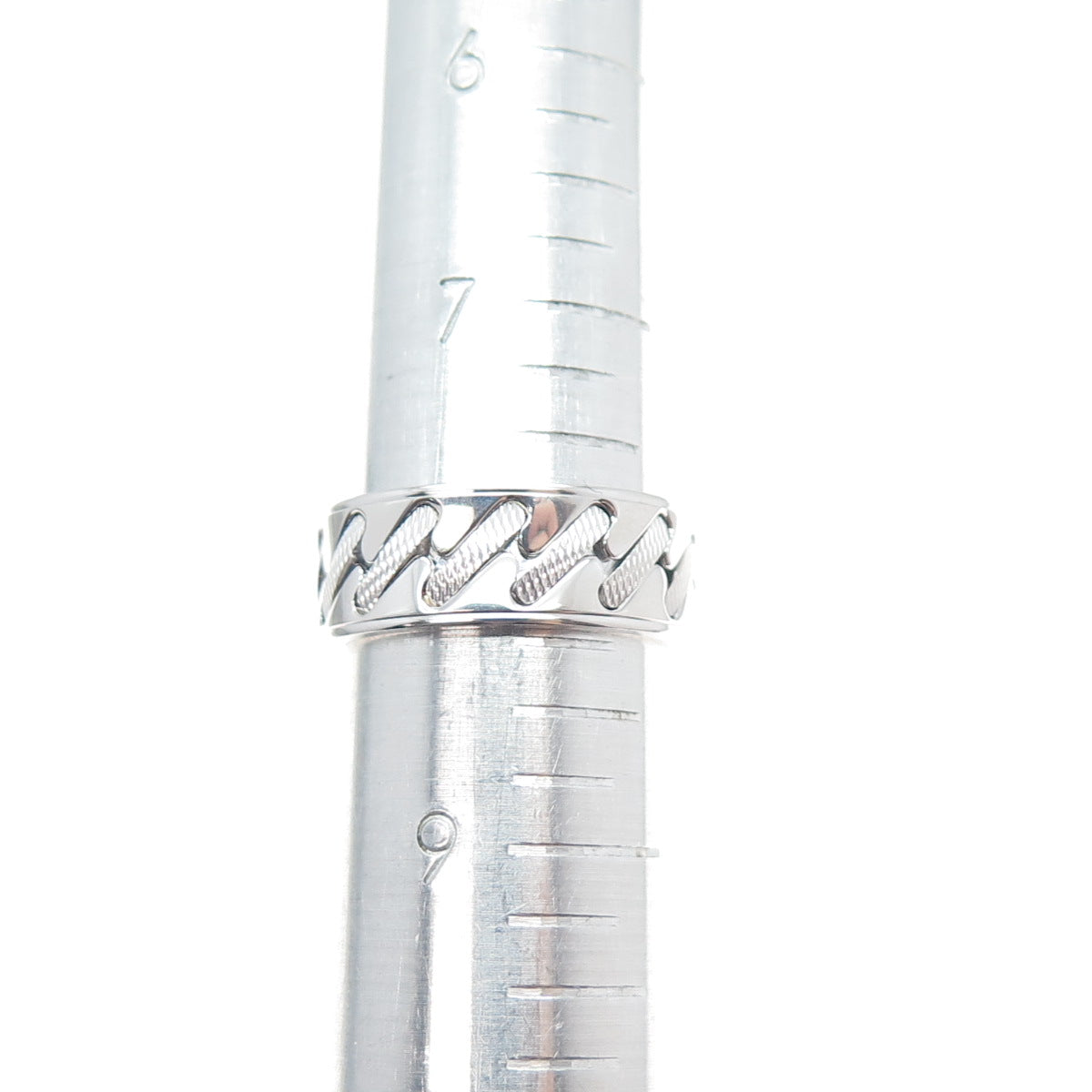 NEOS 925 Sterling Silver Textured Sewing Stitches Band Ring Size 8.25