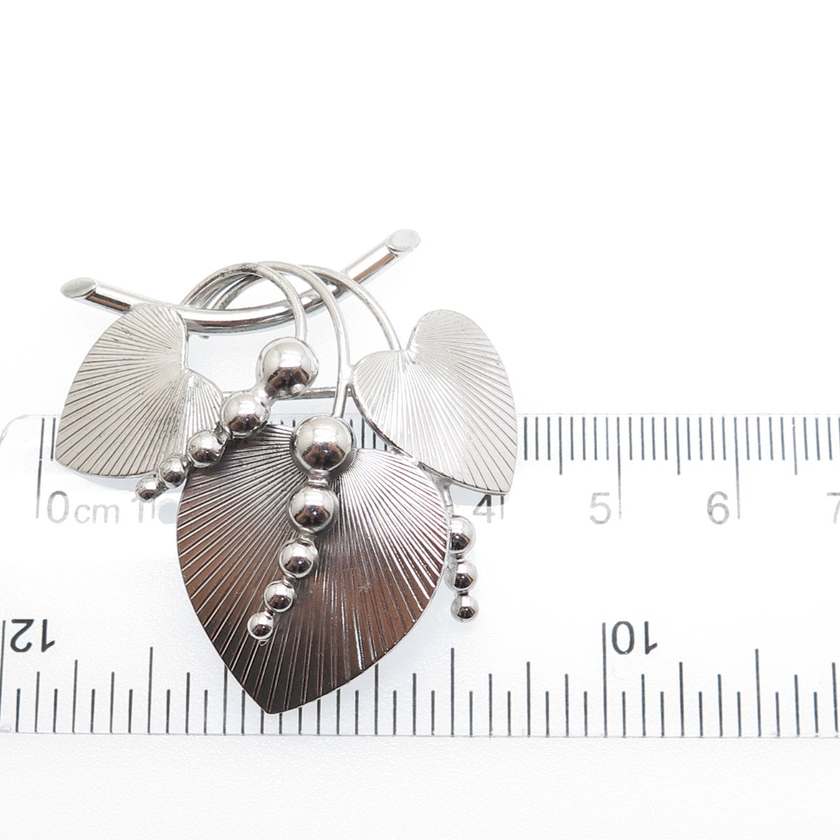 CARL ART 925 Sterling Silver Antique Art Deco Floral Heart Pin Brooch