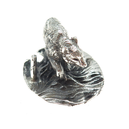 FRANCESCO CAPUTO 800 Silver Antique Italy Bear Oxidized Miniature Figurine