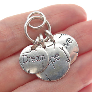 925 Sterling Silver Vintage Dream Hope Believe Charm Pendant
