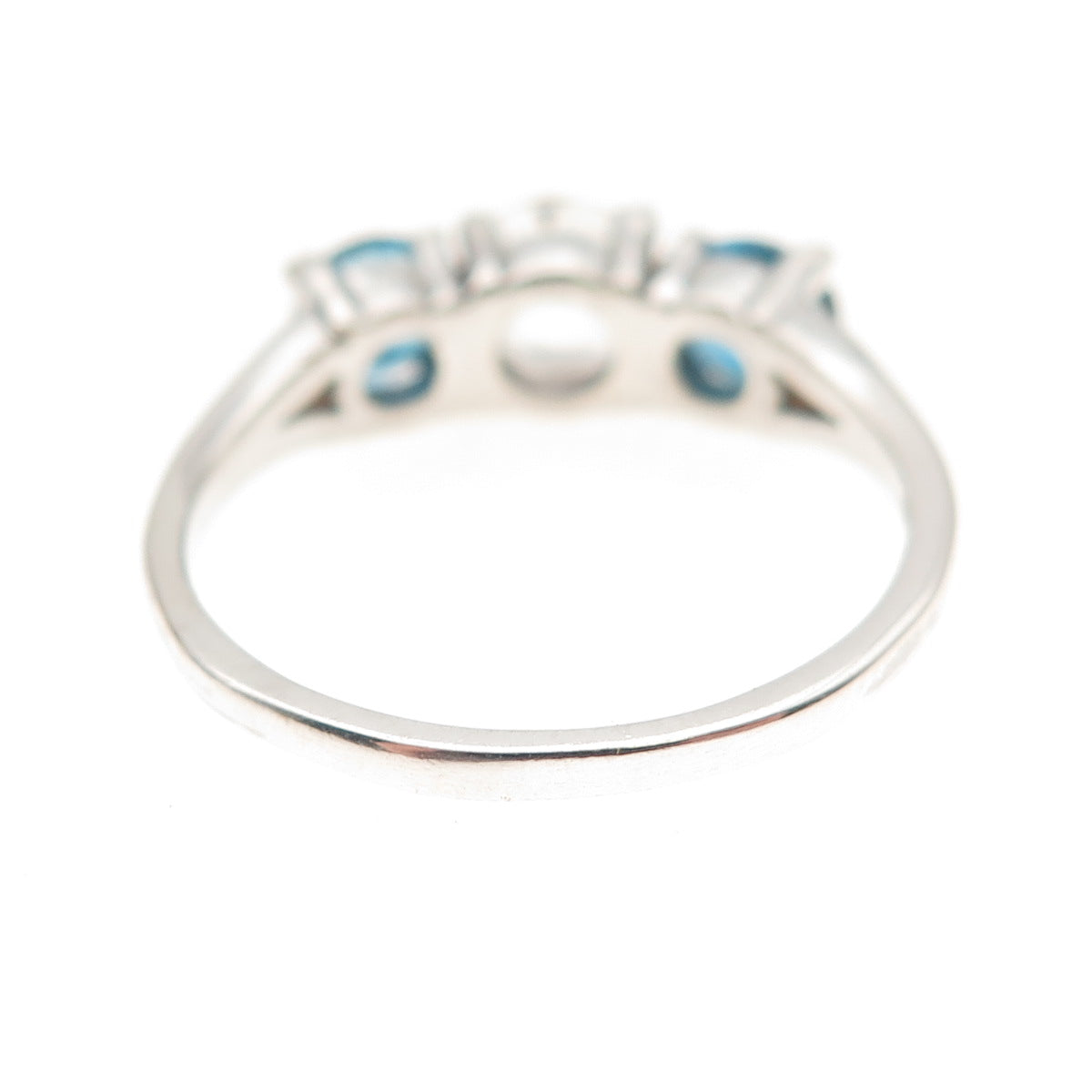 Badavici 925 Sterling Silver Vintage Real London Blue & White Topaz Ring Size 8