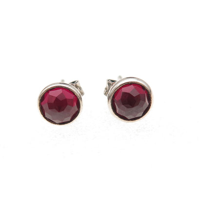 Pandora 925 Sterling Silver Red Crystal January Birthstone Stud Earrings