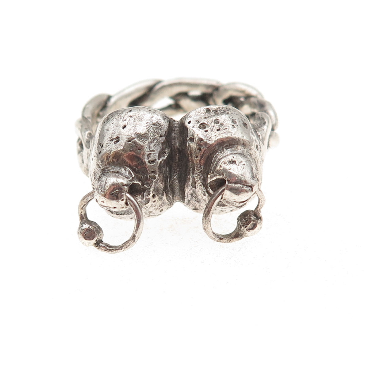 925 Sterling Silver Antique Art Deco Woven Oxidized Ring Size 11.25