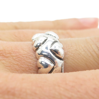 925 Sterling Silver Vintage France Puffy Heart Modernist Ring Size 7