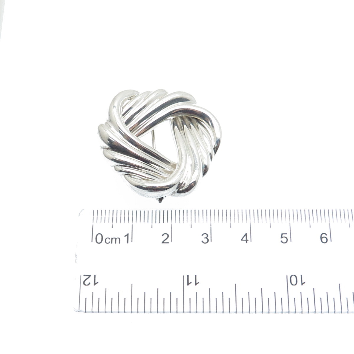 925 Sterling Silver Vintage CKC Twisted Trinity Knot Pin Brooch