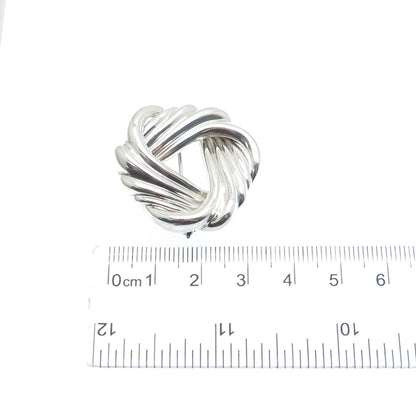 925 Sterling Silver Vintage CKC Twisted Trinity Knot Pin Brooch