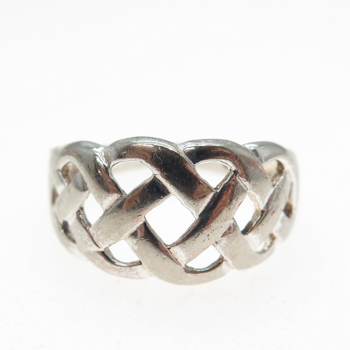 925 Sterling Silver Vintage Celtic Woven Oxidized Ring Size 8.25
