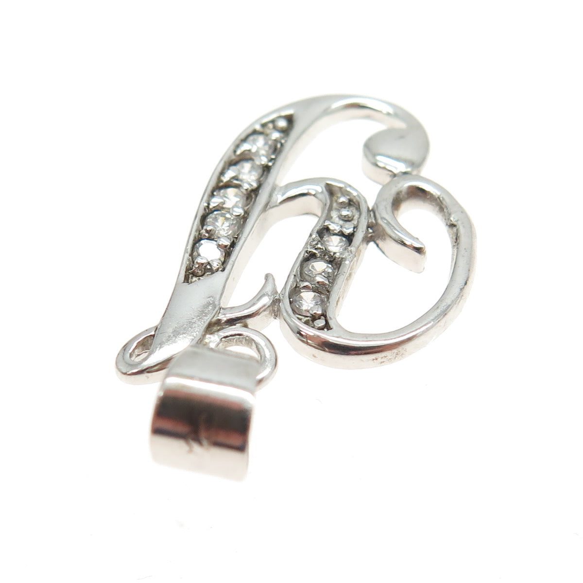 925 Sterling Silver Round-Cut C Z Letter "Y" Initial Pendant