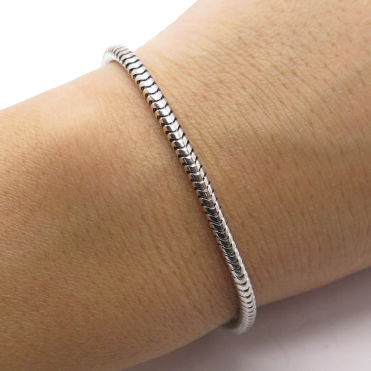 925 Sterling Silver Herringbone Link Bracelet 7.25"