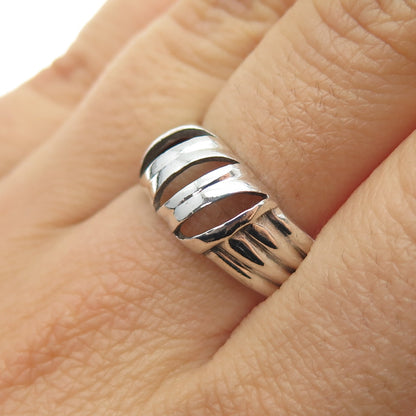 925 Sterling Silver Vintage Modernist Oxidized Ring Size 9.5
