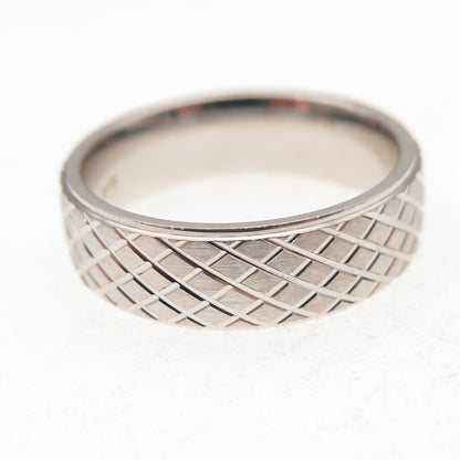 925 Sterling Silver Engraved Diamond-Shape Band Ring Size 7.5
