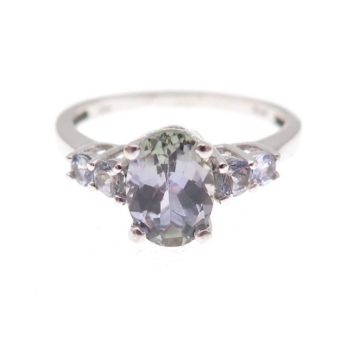 Chuck Clemency 925 Sterling Silver Real Oval & Round-Cut Iolite Ring Size 8