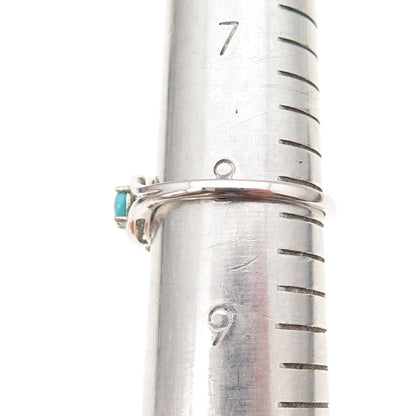 Chuck Clemency 925 Sterling Silver Real Turquoise & White Topaz Ring Size 8.25
