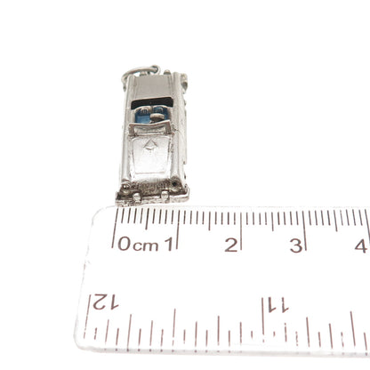925 Sterling Silver Vintage Enamel Convertible Car Movable 3D Charm Pendant