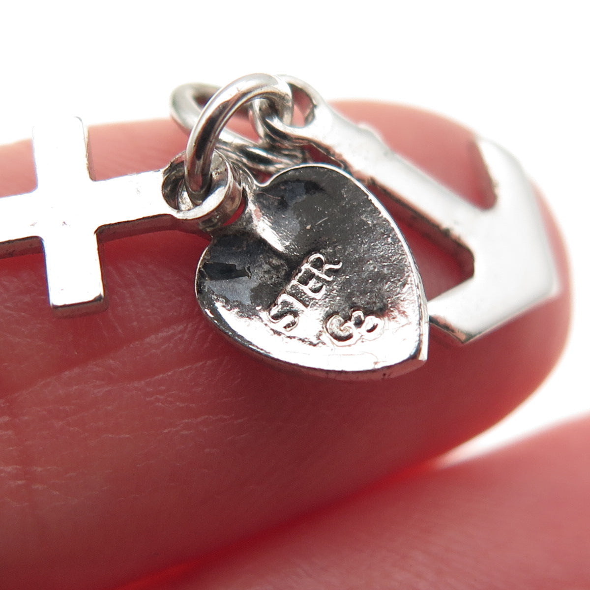 925 Sterling Silver Vintage Heart Cross Anchor Mini Charm Pendant