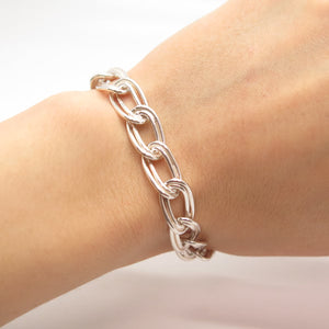 925 Sterling Silver Vintage Double Oval Link Bracelet 6.75"