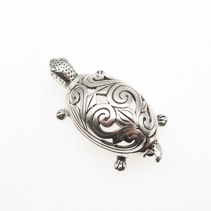 JEZLAINE 925 Sterling Silver Vintage Turtle Oxidized Pin Brooch