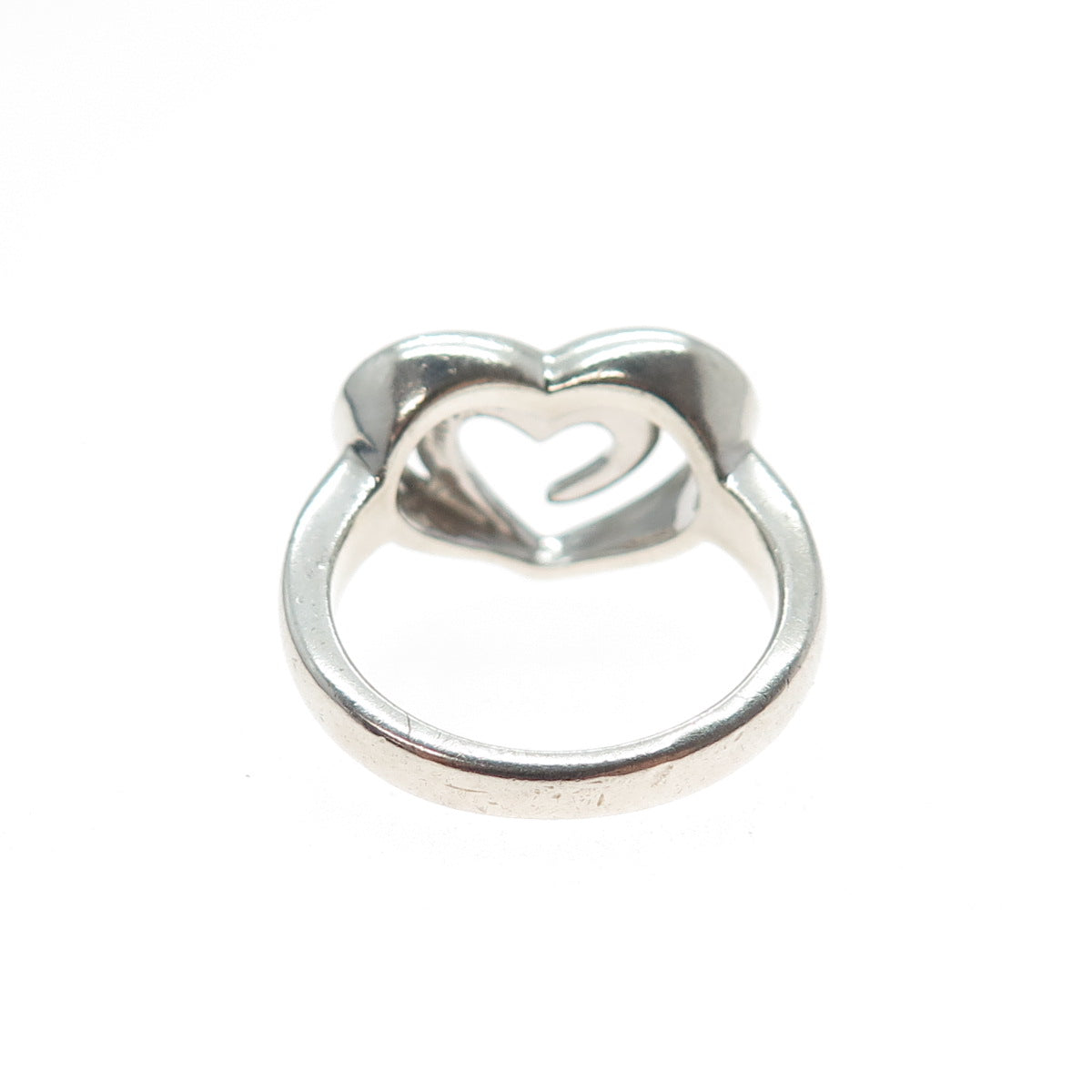 SLV Sadye L Vassil 925 Sterling Silver Vintage Swirl Heart Ring Size 7.25